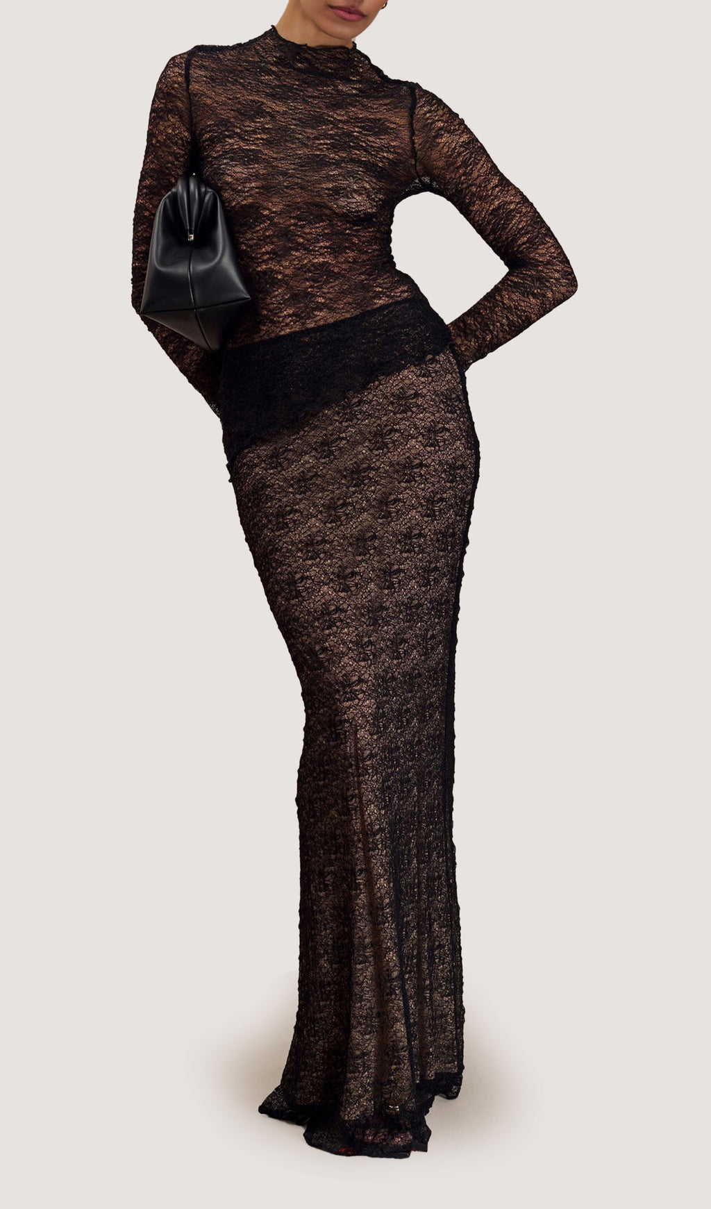 Σετ Φούστας Και Τοπ Με Διαφανή Δαντέλα