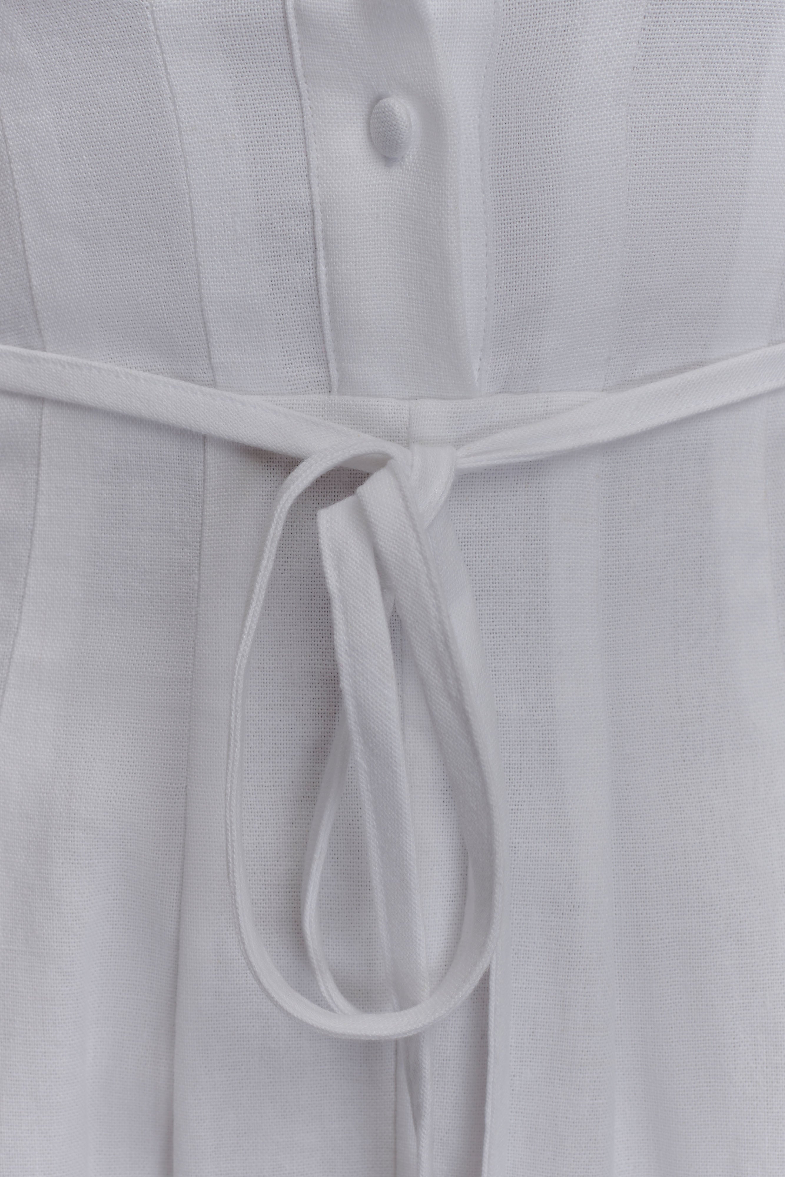 Φόρεμα Midi Από Λινό Με Κουμπιά Aysha - Λευκό