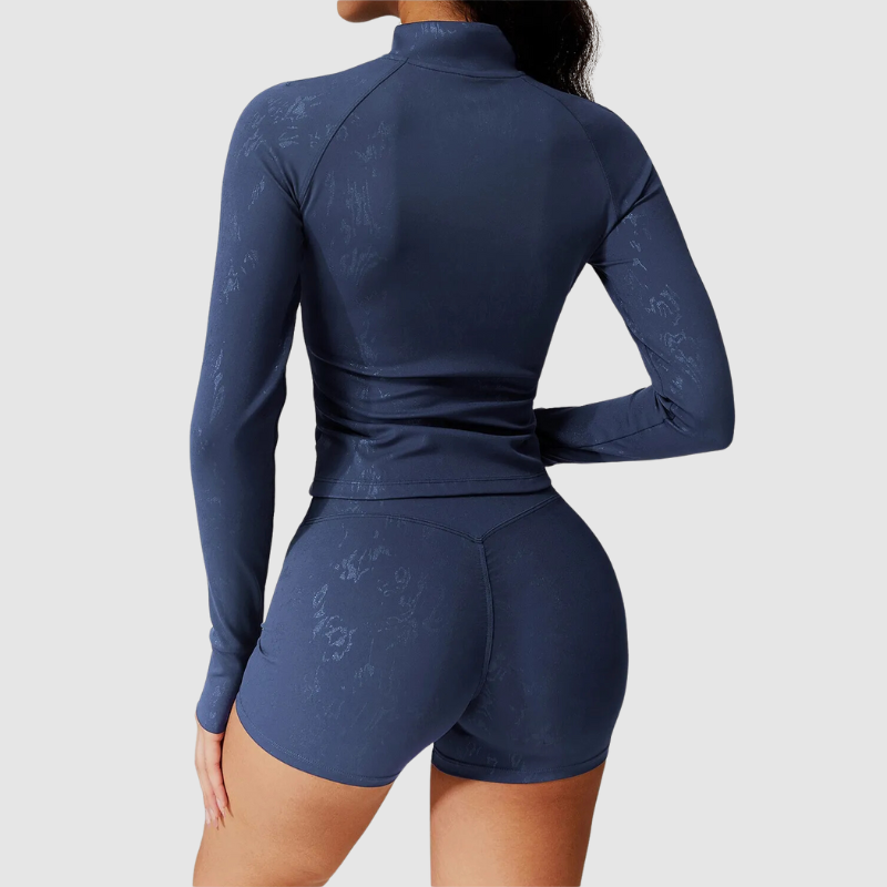 Αθλητικό Ζακετάκι Με Ψηλό Γιακά Και Ανάγλυφο Φερμουάρ