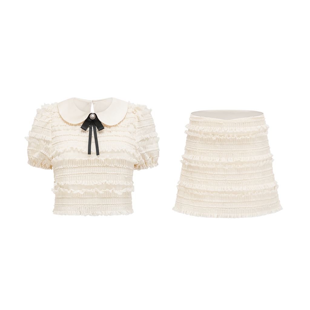 Σετ Ασορτί Μπλούζας Και Φούστας Leonida Με Βολάν