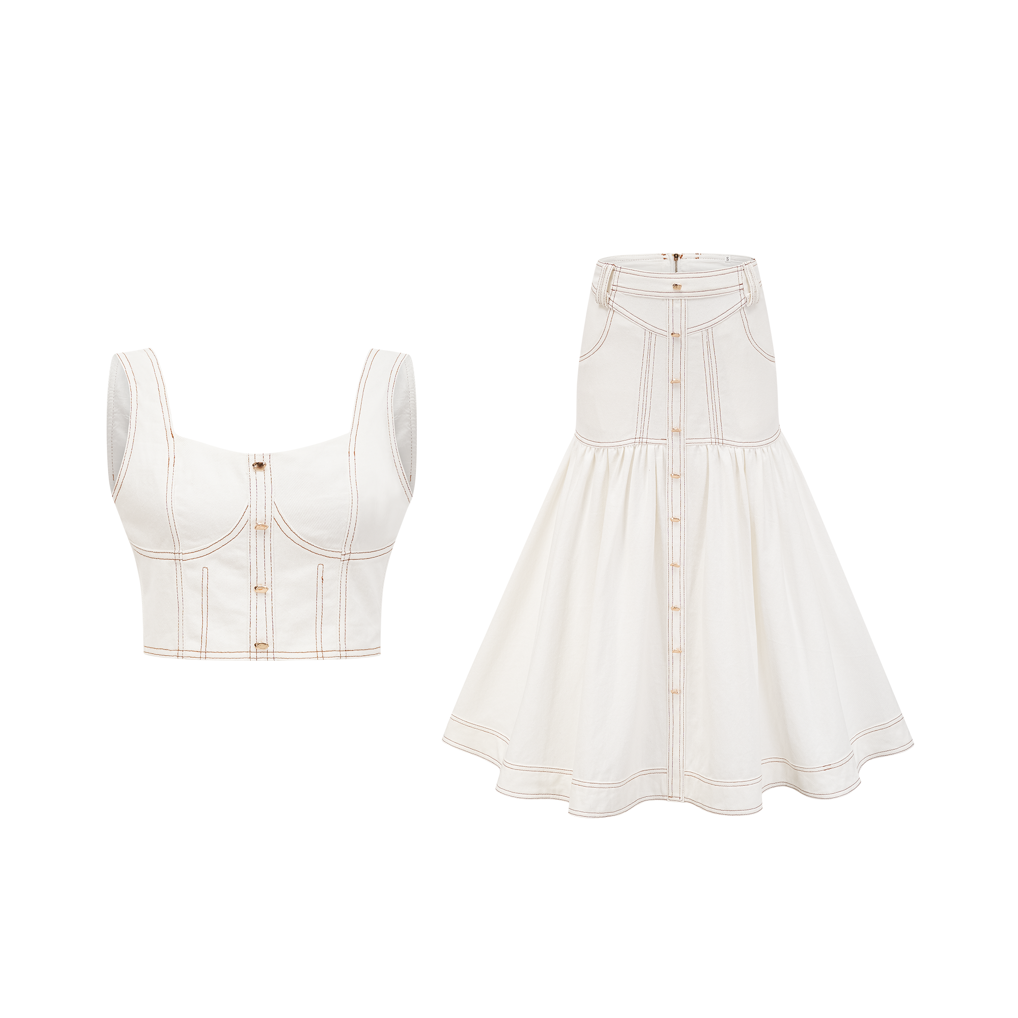 Σετ Ασορτί Μπλούζας Και Φούστας Από Τζιν Brielle