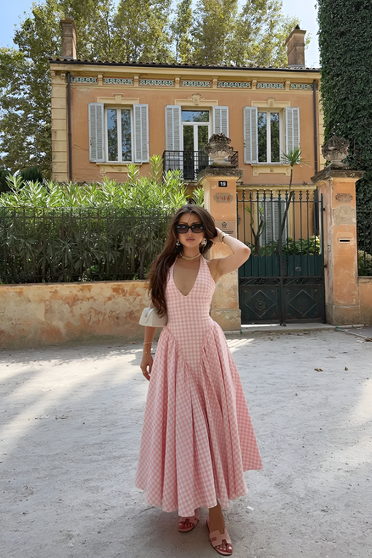 Φόρεμα Μίντι Με Καρό V Και Λεπτομέρειες Aurora