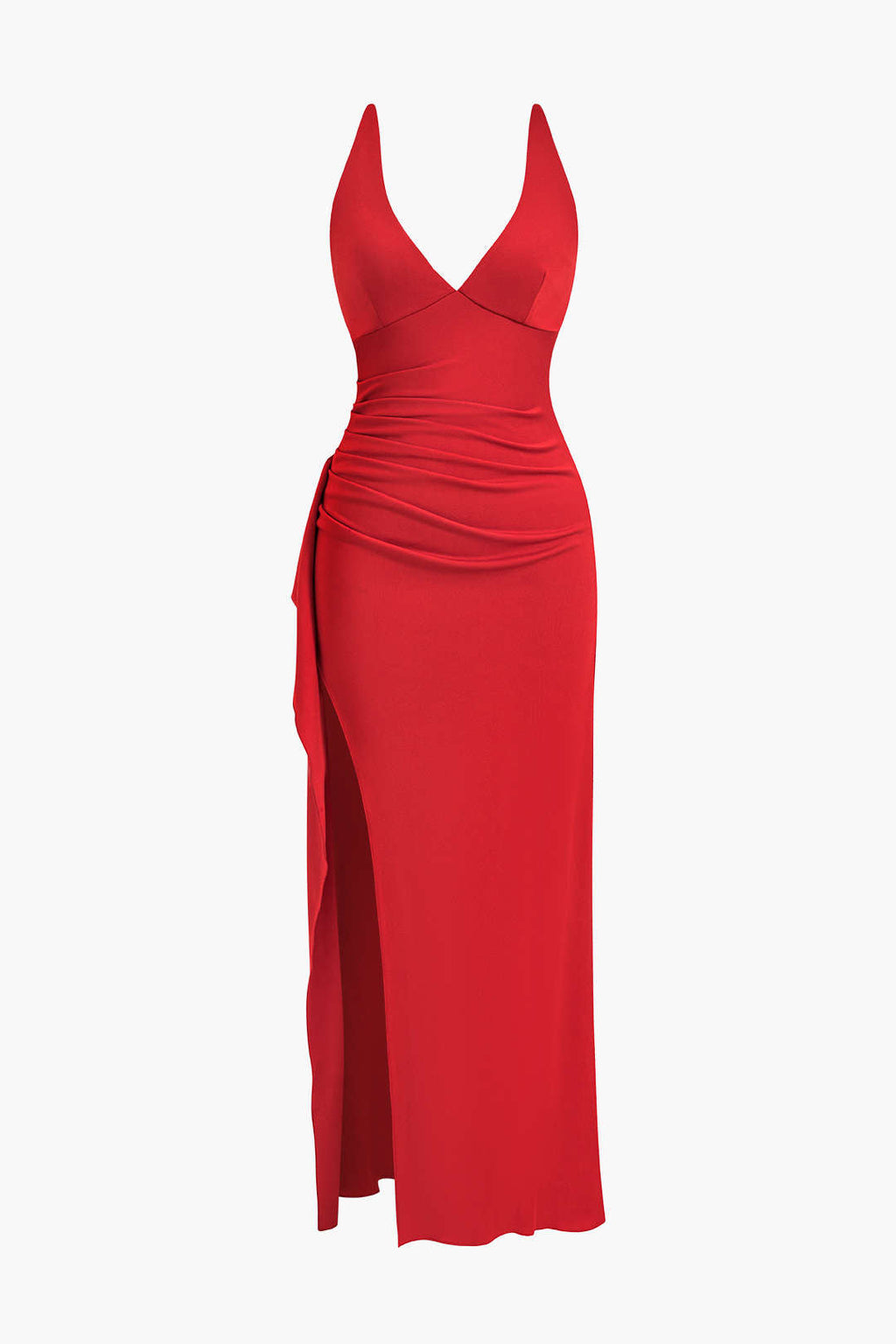 Βραδινό Φόρεμα Με Σούρες Και Σκίσιμο Στην Πλάτη Χωρίς Ραφές