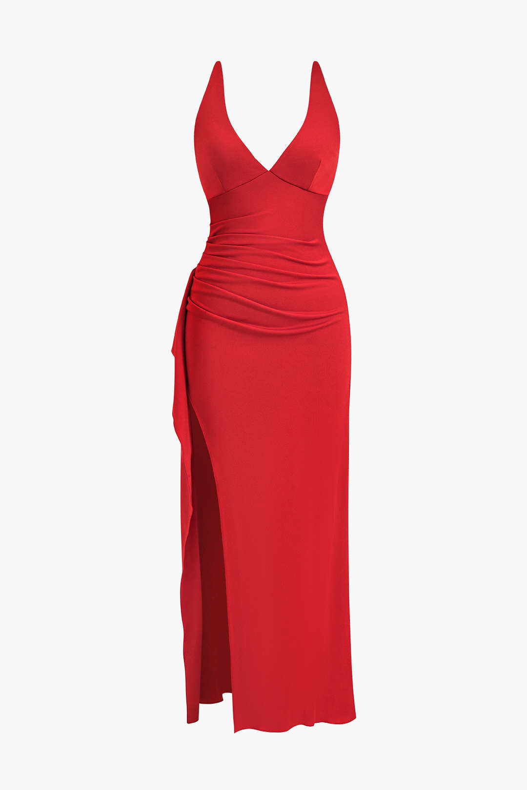 Βραδινό Φόρεμα Με Σούρες Και Σκίσιμο Στην Πλάτη Χωρίς Ραφές