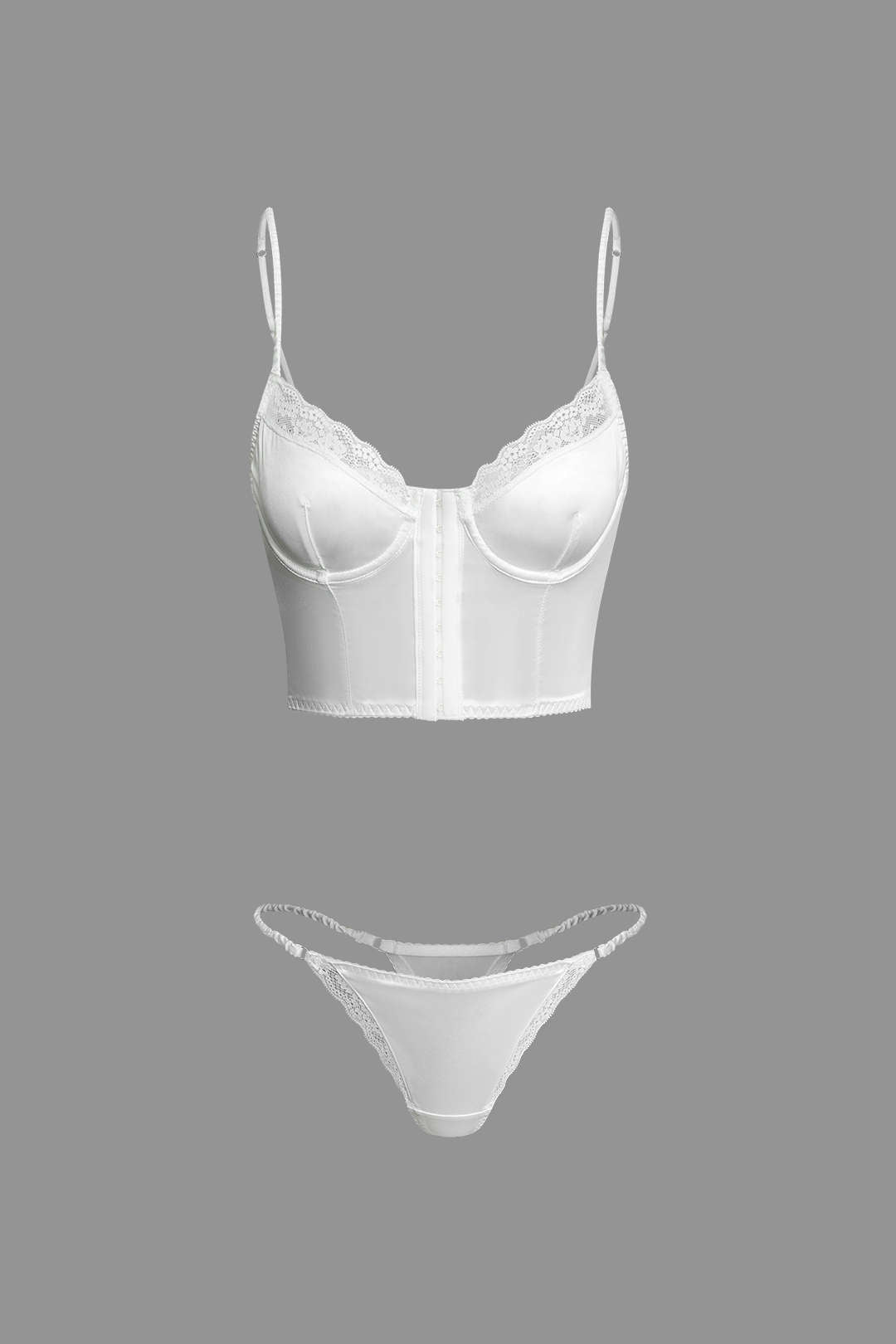 Σετ Εσωρούχων Δύο Τεμαχίων Με Σατέν Δαντέλα Και Λεπτομέρειες Στο Μπούστο