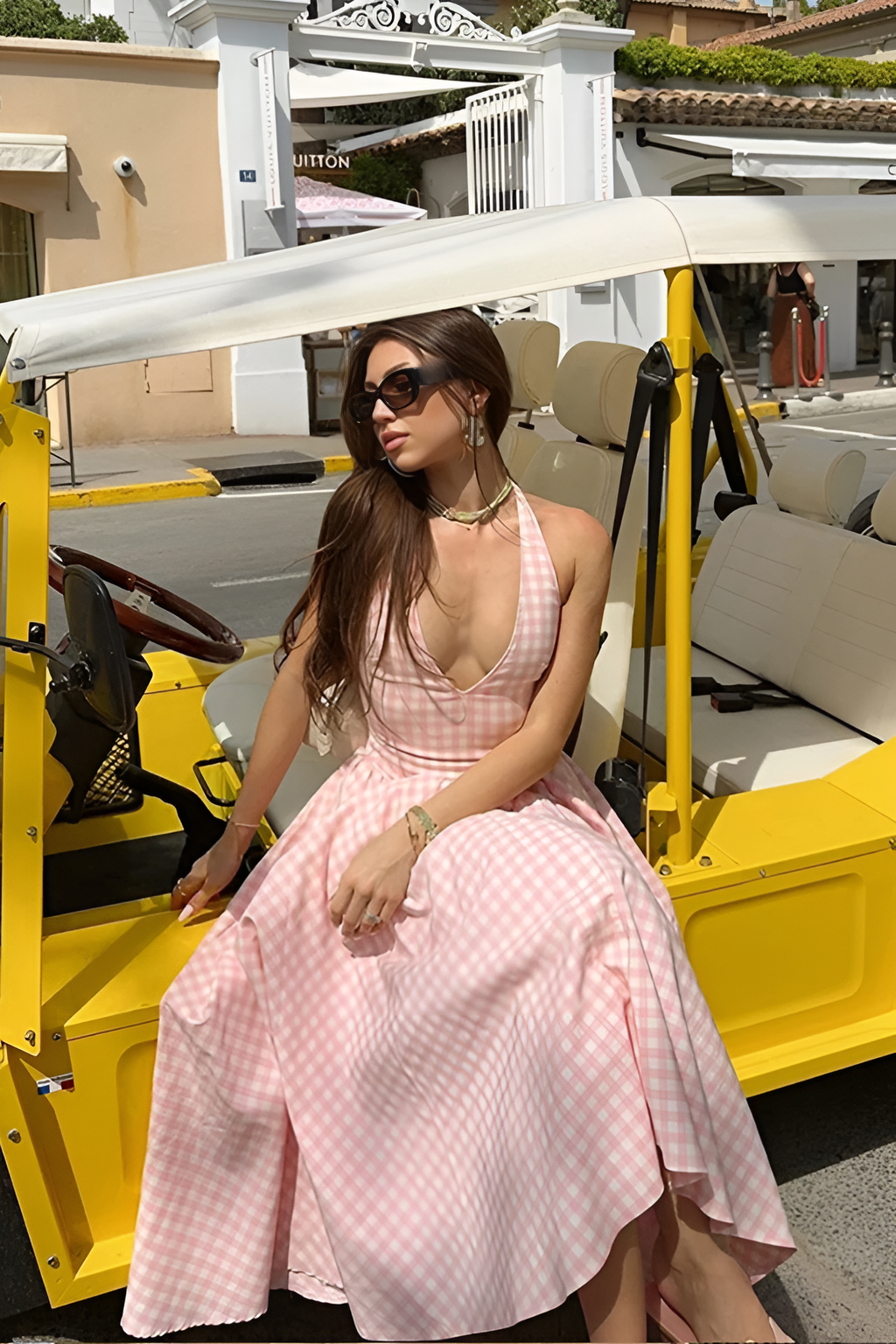 Φόρεμα Μίντι Με Καρό V Και Λεπτομέρειες Aurora