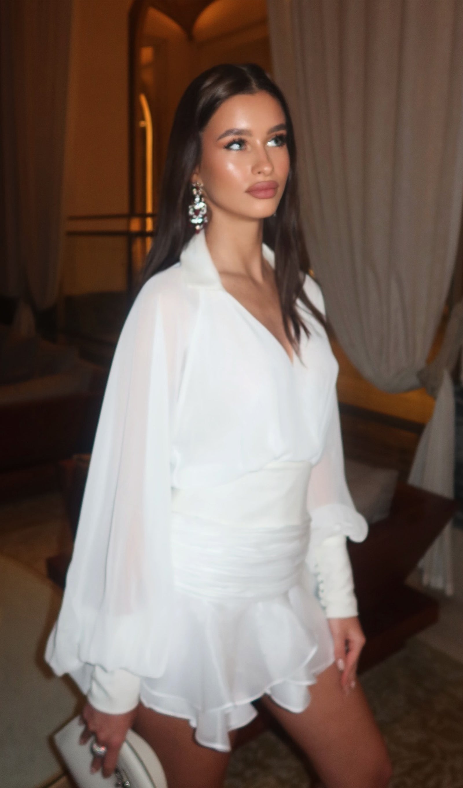 Μίνι Φόρεμα Thalia Με Μανίκια Και Φανάρι