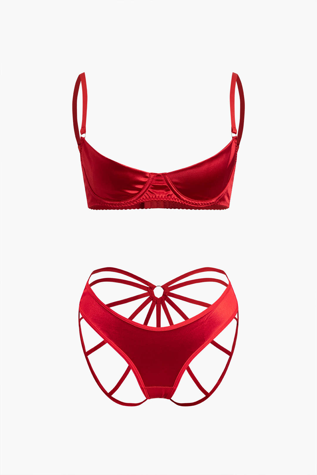 Σετ Δύο Τεμαχίων Σατέν Εσώρουχων Με Χαμηλό Ντεκολτέ