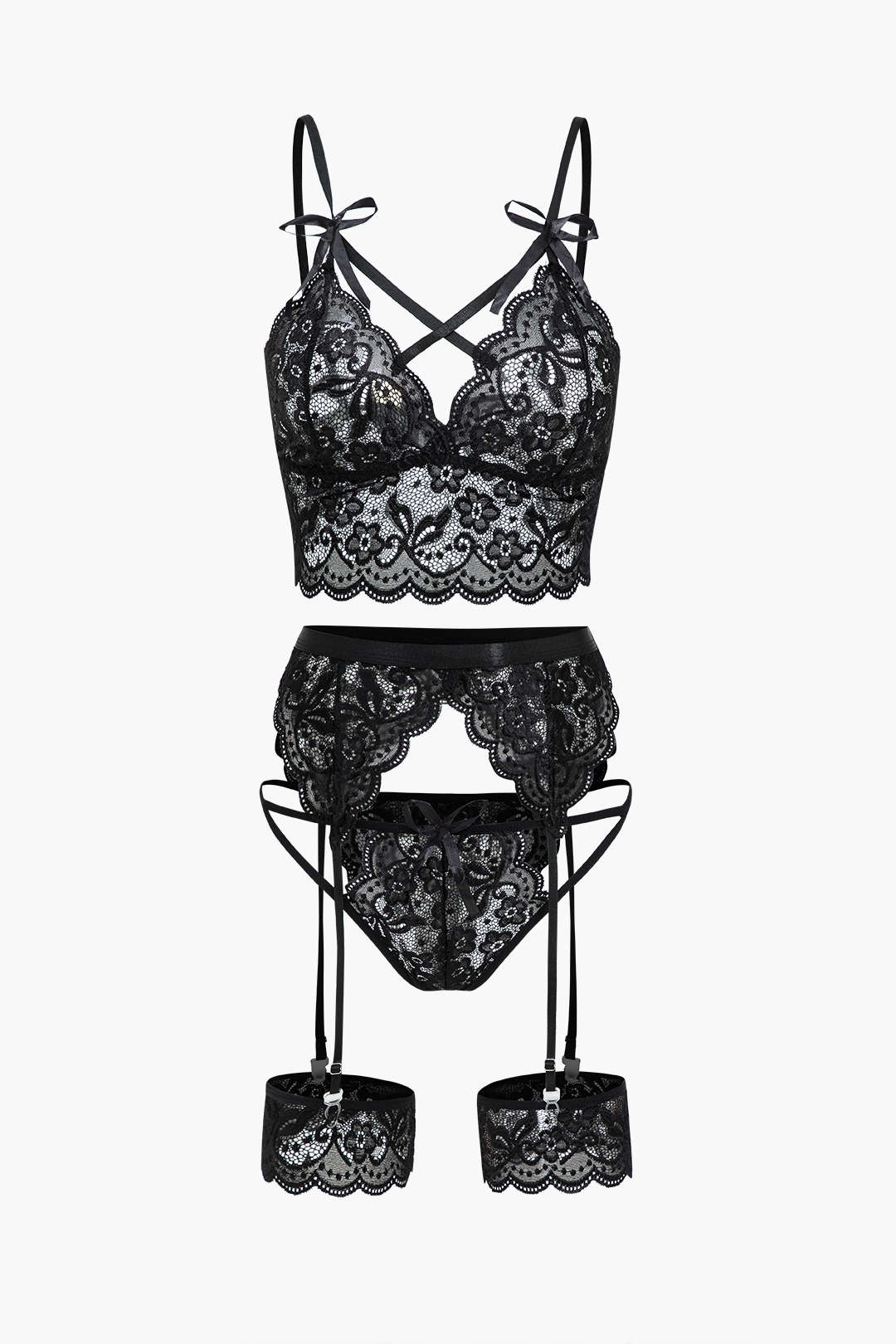 Σετ Εσώρουχων Με Δαντέλα Και Δέσιμο Στην Πλάτη, Χωρίς Ραφές Και Λεπτομέρειες