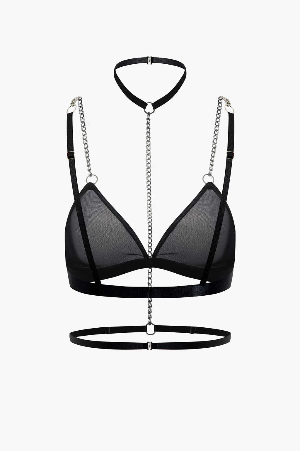 Σετ Εσωρούχων Δύο Τεμαχίων Με Διαφανή Αλυσίδα Και Τσόκερ