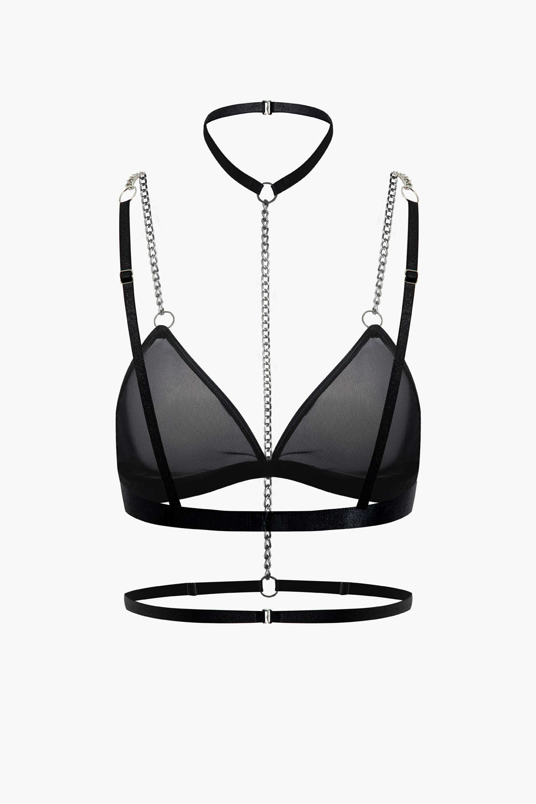 Σετ Εσωρούχων Δύο Τεμαχίων Με Διαφανή Αλυσίδα Και Τσόκερ