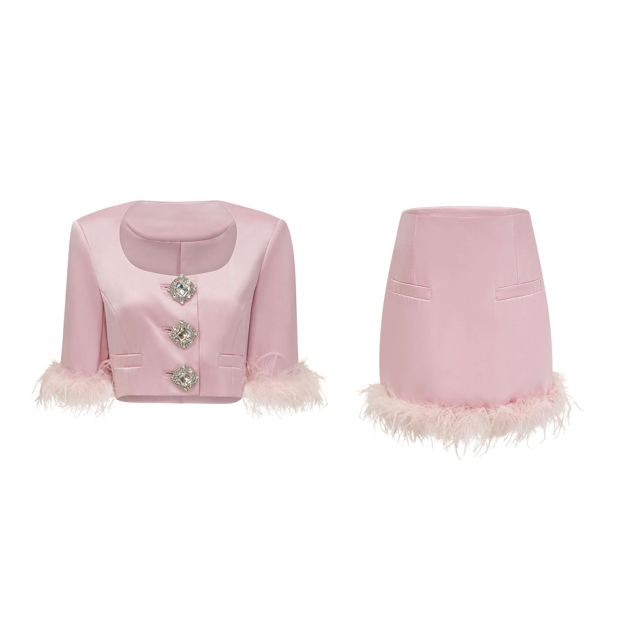 Σετ Ασορτί Τοπ Και Φούστα Flavia Από Σατέν Φτερό