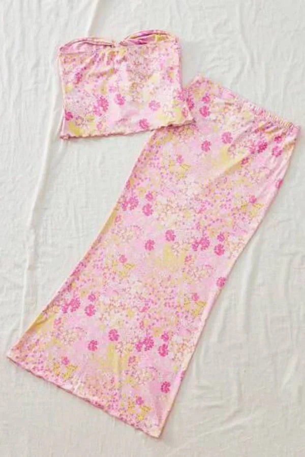 Σετ Μπλούζας Και Φούστας Με Φλοράλ Στάμπα Amanda