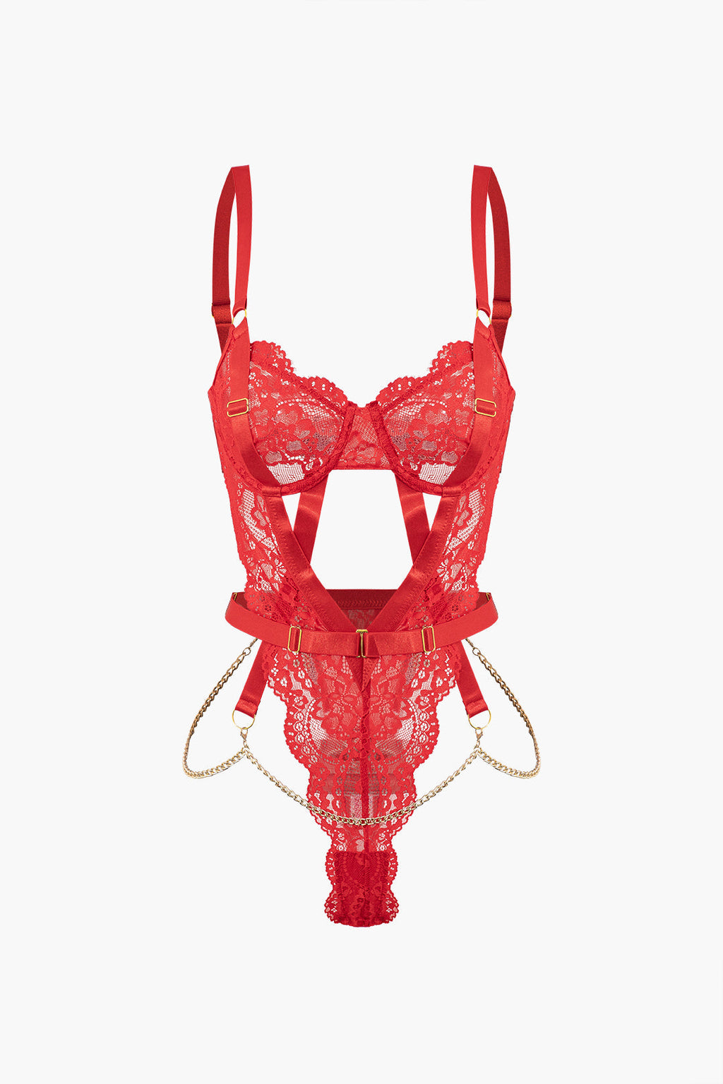 Κορμάκι Μπουστάκι Με Λεπτομέρεια Σε Μεταλλική Αλυσίδα Και Χαμηλό Ντεκολτέ