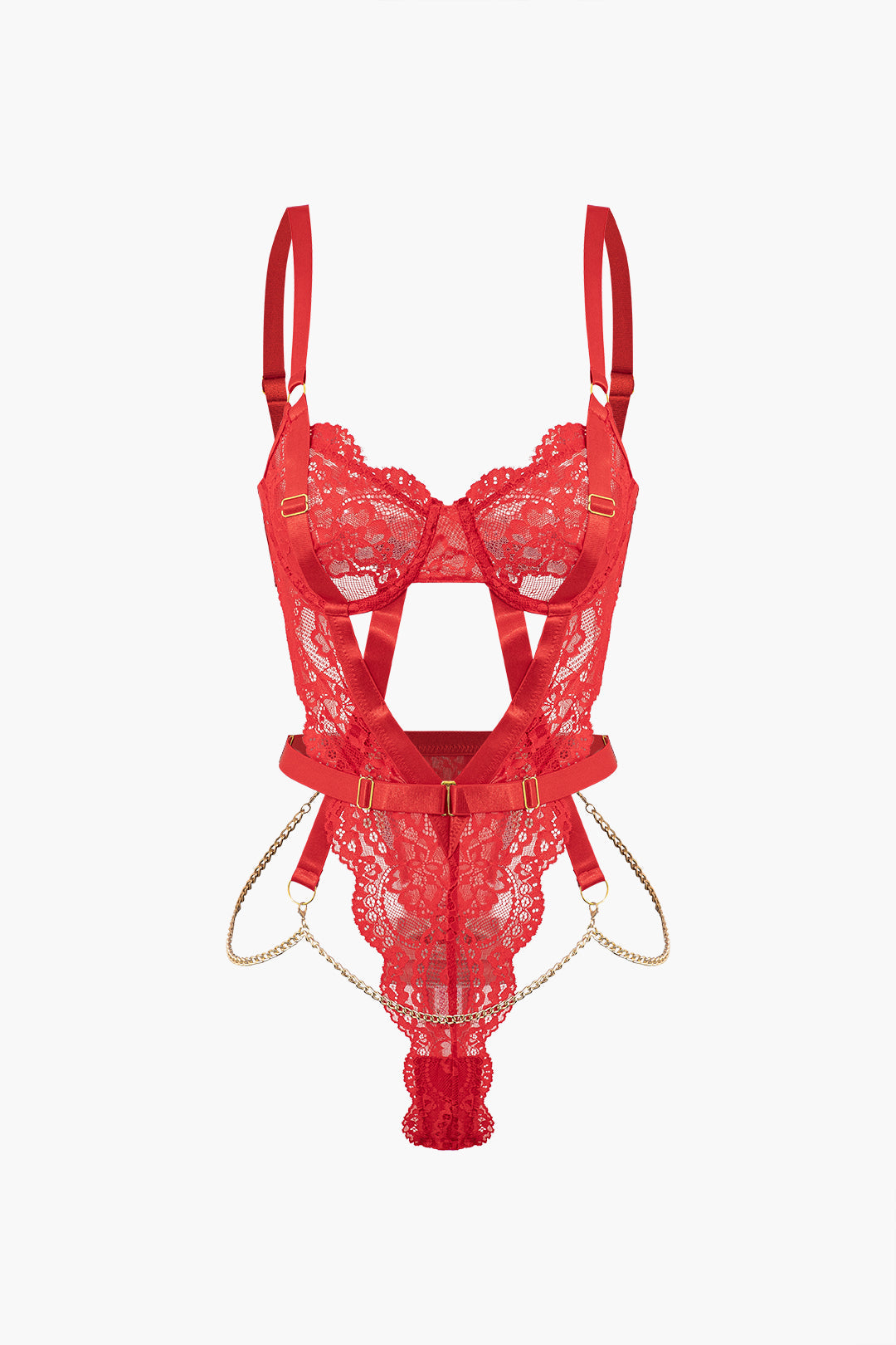 Κορμάκι Μπουστάκι Με Λεπτομέρεια Σε Μεταλλική Αλυσίδα Και Χαμηλό Ντεκολτέ