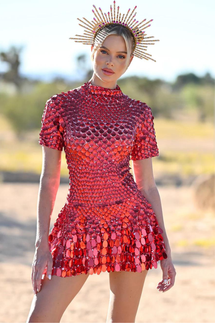 Μίνι Φόρεμα Kaia Με Ψηλό Ντεκολτέ Και Πούλιες