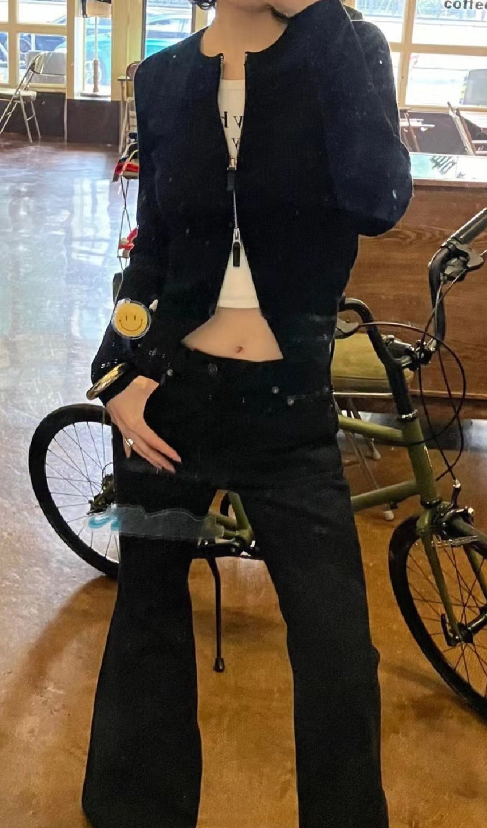 Πλεκτή Ζακέτα Με Φερμουάρ Και Ριμπ Ύφανση