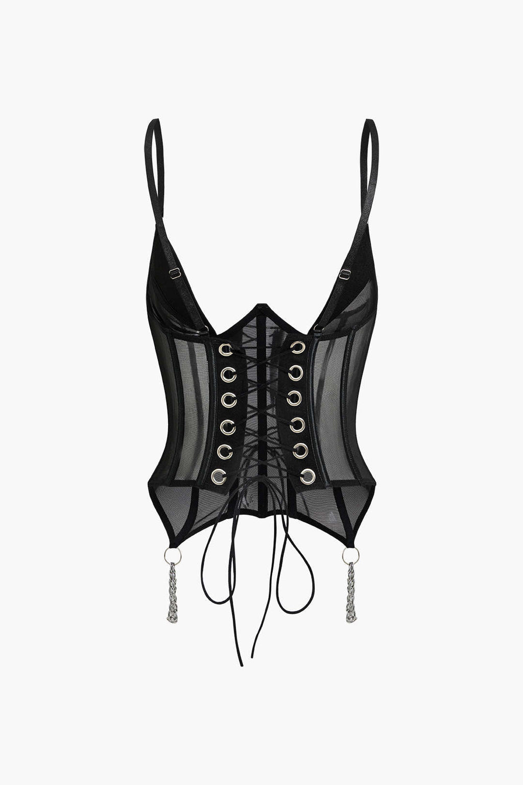 Σετ Ζαρτιέρες Με Μπούστο Και Αλυσίδα Από Τούλι