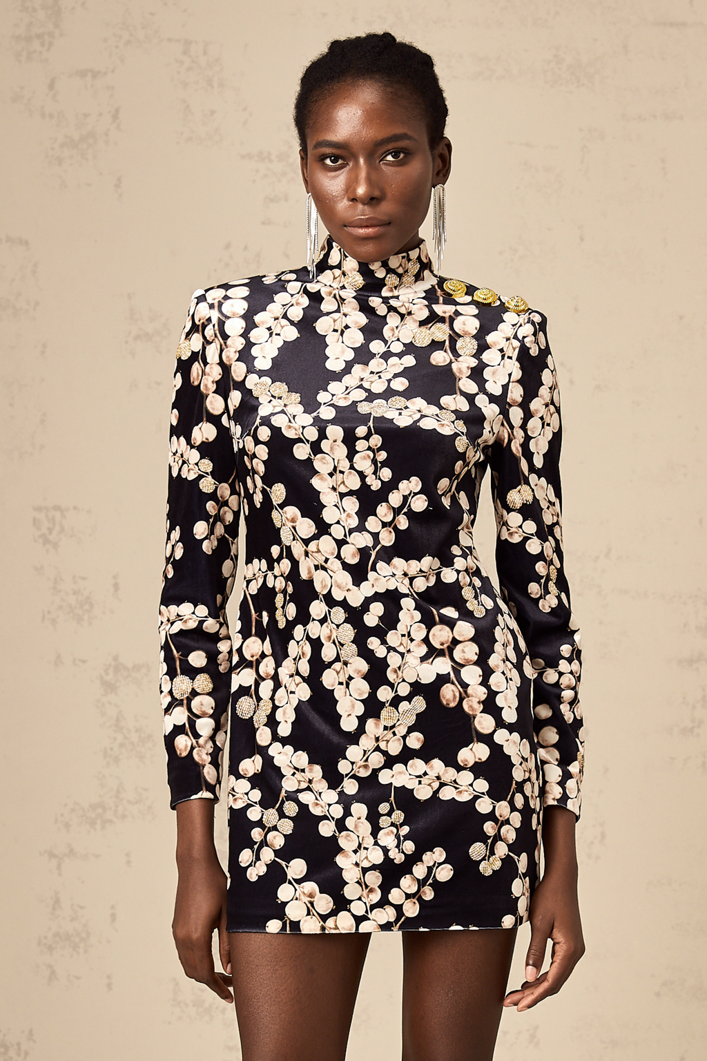 Μίνι Φόρεμα Από Βελούδο Με Κεντημένο Γραφικό Σχέδιο Valeria