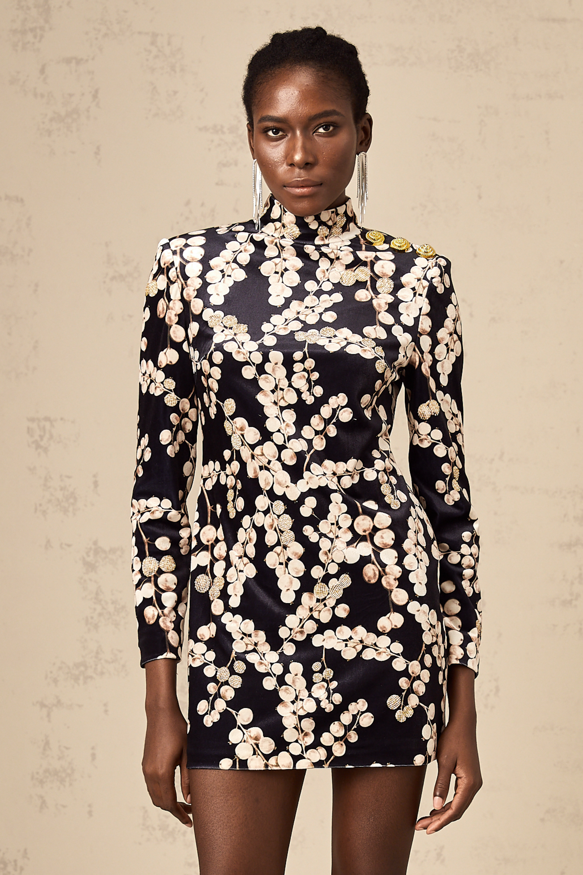 Μίνι Φόρεμα Από Βελούδο Με Κεντημένο Γραφικό Σχέδιο Valeria