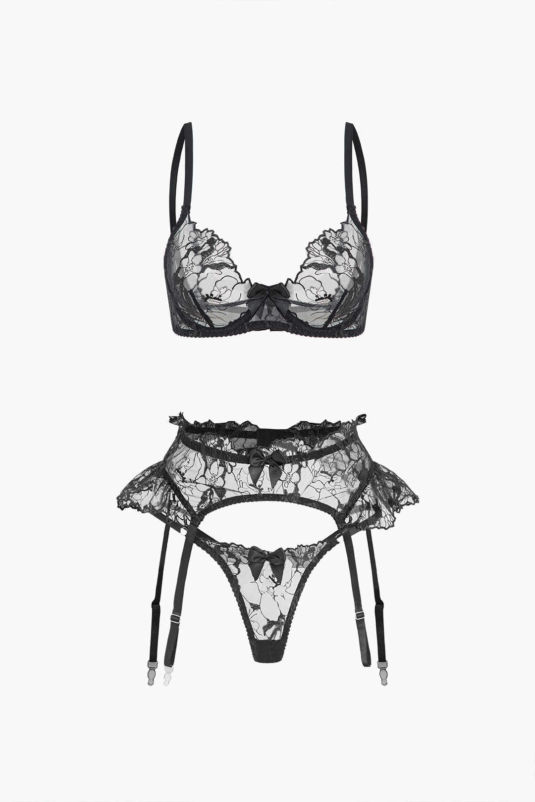 Σετ Ζαρτιέρες Με Κέντημα Και Δαντέλα