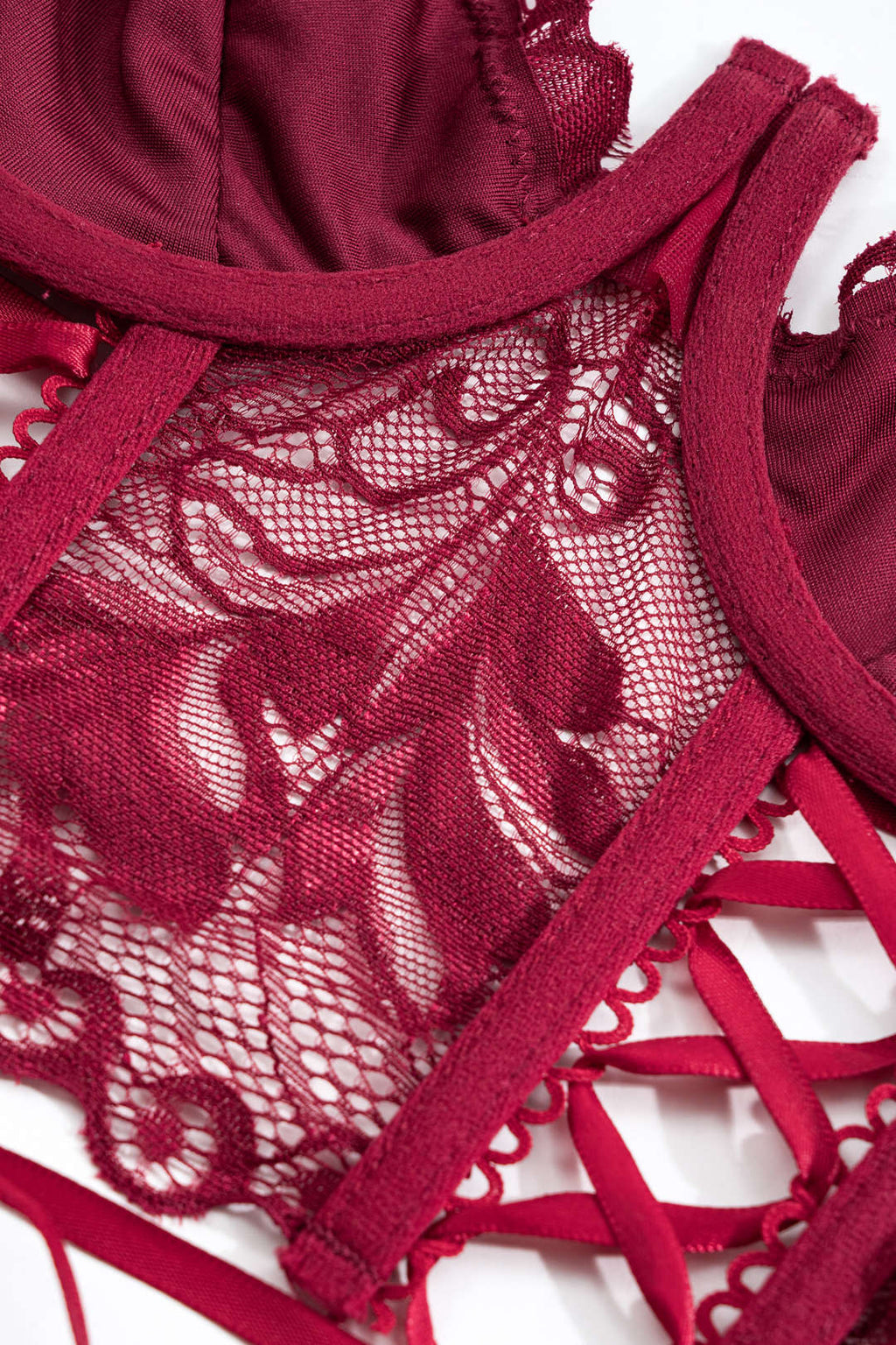 Σετ Εσώρουχων Με Δαντέλα Και Σταυρωτή Δαντέλα, Χωρίς Πλάτη