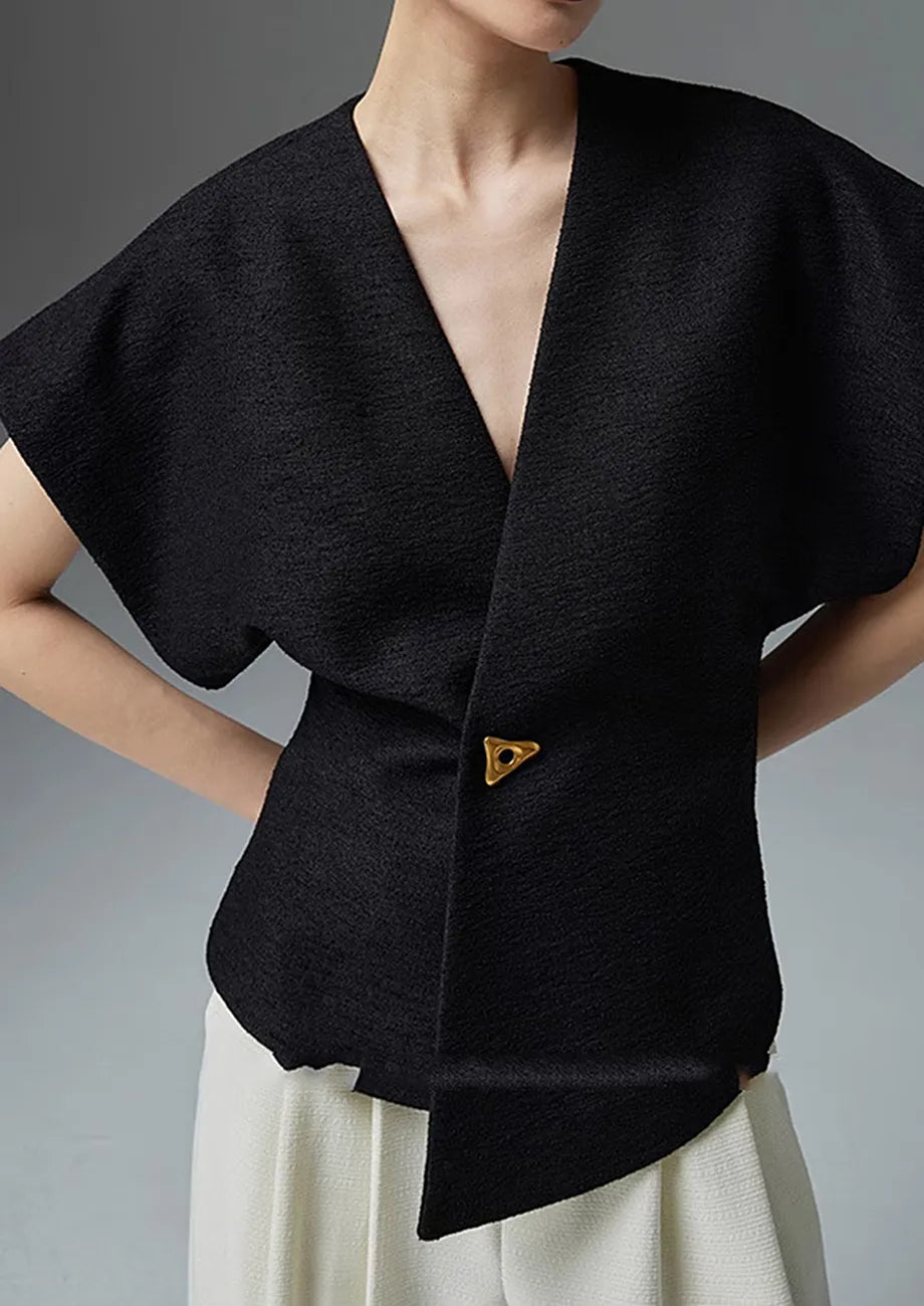Μπλούζα Με Μονό Κουμπί Και V Λαιμόκοψη, Μοντέλο Κιμονό