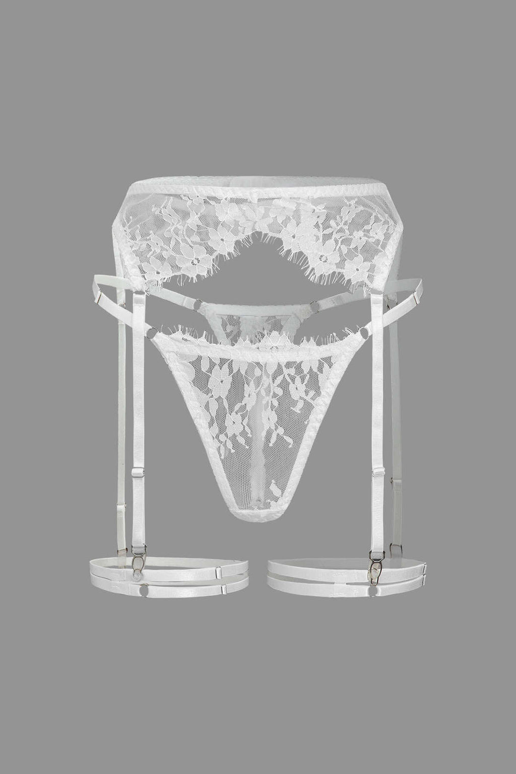 Σετ Ζαρτιέρες Με Δαντέλα Και Διάφανη Σόλα