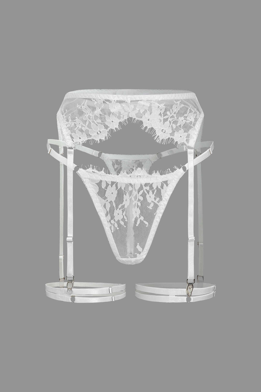 Σετ Ζαρτιέρες Με Δαντέλα Και Διάφανη Σόλα