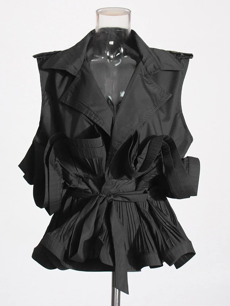 Πλισέ Μπουφάν Με Κορδόνια Και Βολάν