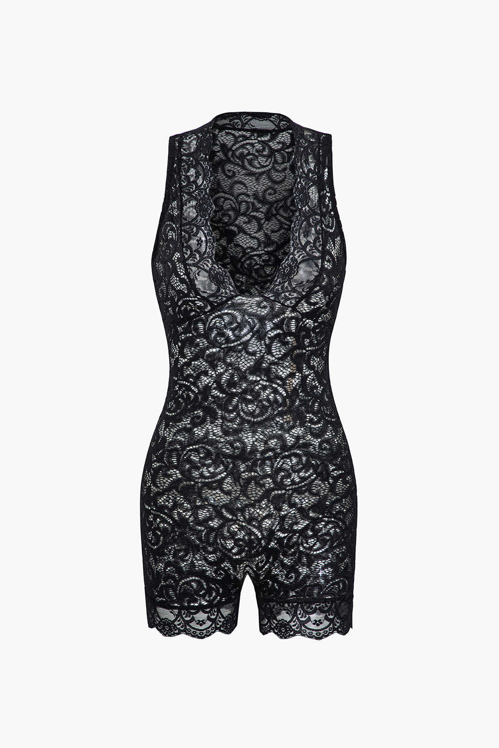 Ολόσωμη Φόρμα Χωρίς Μανίκια Με Δαντέλα Και V Λαιμόκοψη