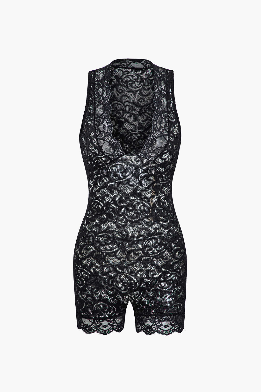 Ολόσωμη Φόρμα Χωρίς Μανίκια Με Δαντέλα Και V Λαιμόκοψη