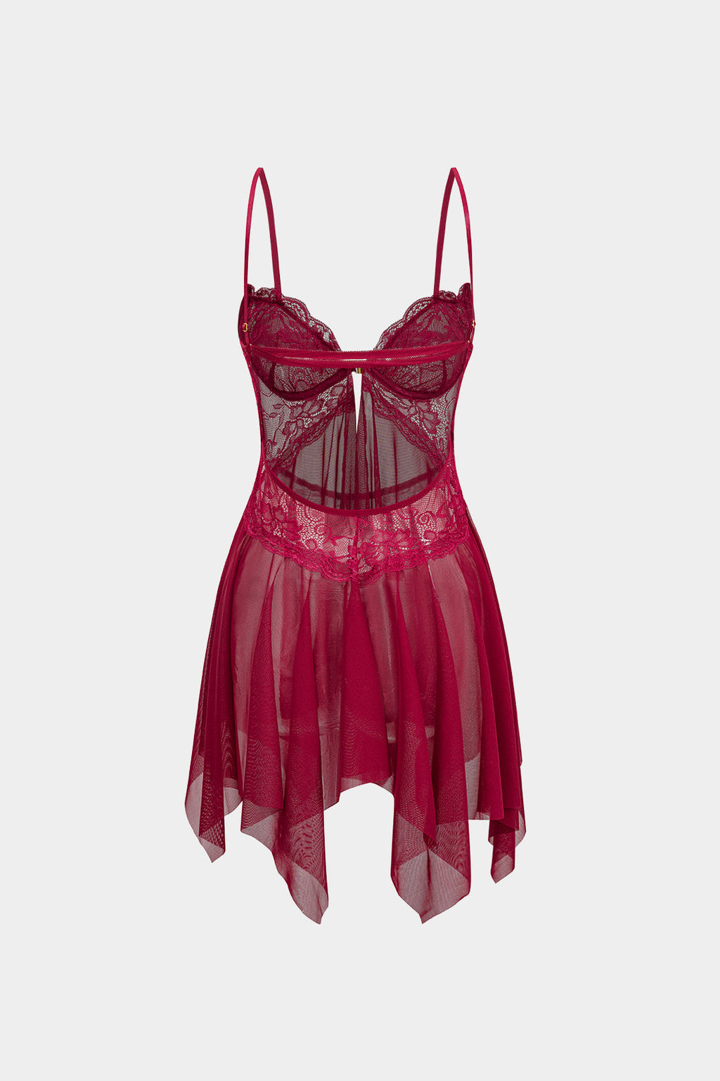 Σετ Νυχτικό Φόρεμα Και Εσώρουχο Με Δαντέλα Και Διάφανο Μπούστο