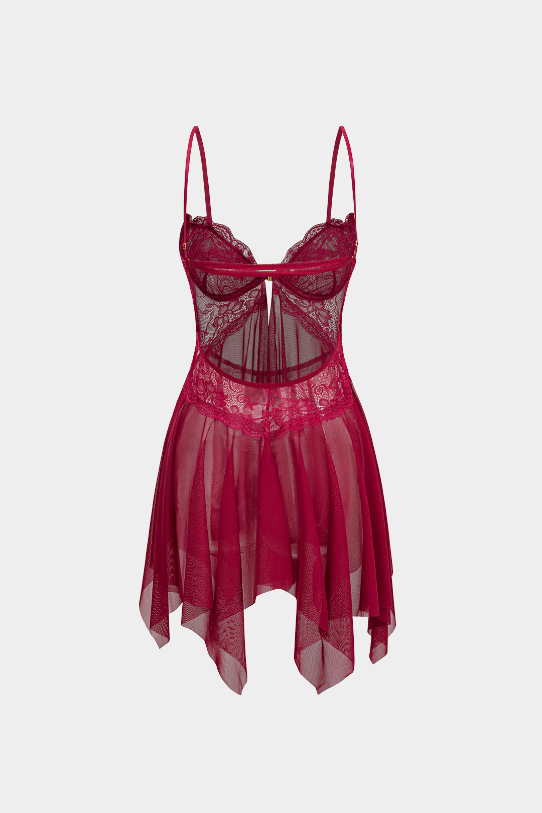 Σετ Νυχτικό Φόρεμα Και Εσώρουχο Με Δαντέλα Και Διάφανο Μπούστο
