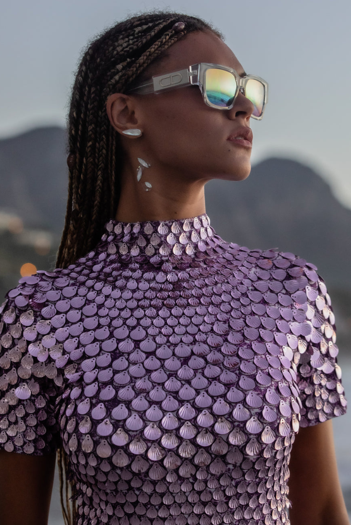 Μίνι Φόρεμα Kaia Με Ψηλό Ντεκολτέ Και Πούλιες