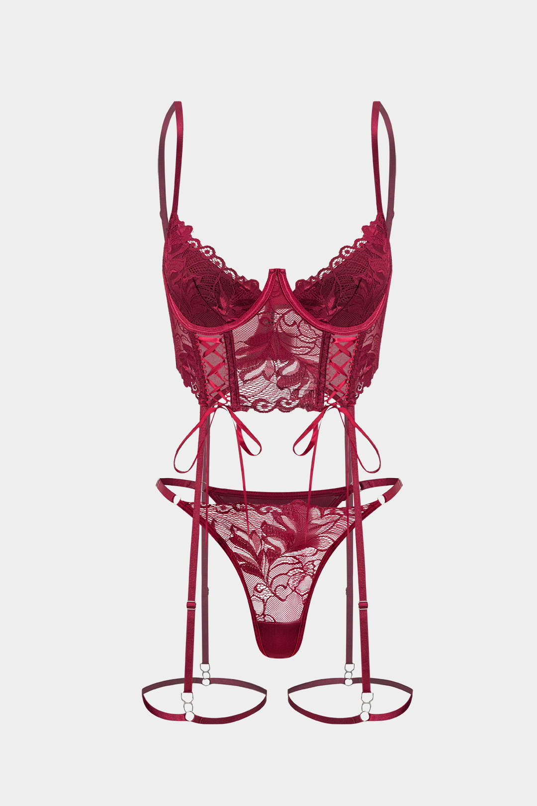 Σετ Εσώρουχων Με Δαντέλα Και Σταυρωτή Δαντέλα, Χωρίς Πλάτη