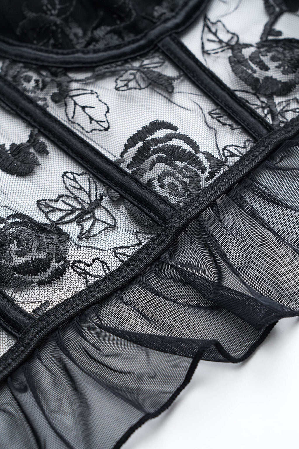 Μπουστάκι Με Τούλι Και Κεντημένο Κορσάζ