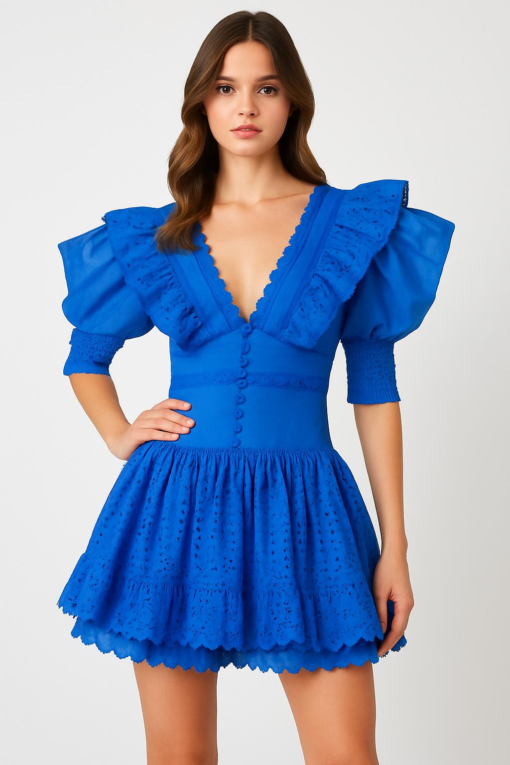 Μίνι Φόρεμα Éloïse Με Βολάν Και Βαθύ Ντεκολτέ, Χωρίς Πλάτη