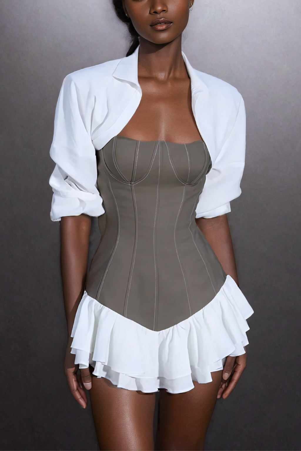 Μίνι Φόρεμα Με Κορσέ Και Βολάν Abilene Με Τιράντες