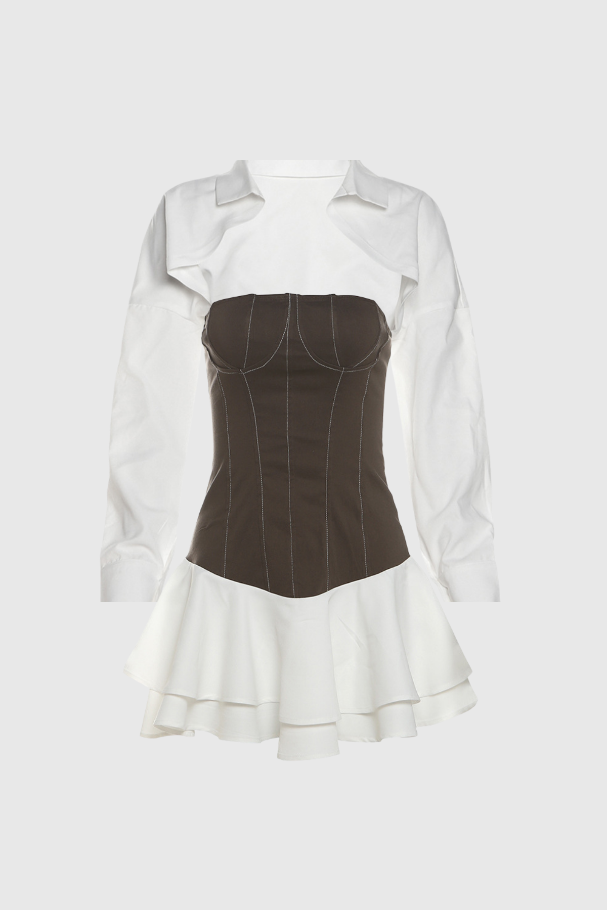 Μίνι Φόρεμα Με Κορσέ Και Βολάν Abilene Με Τιράντες