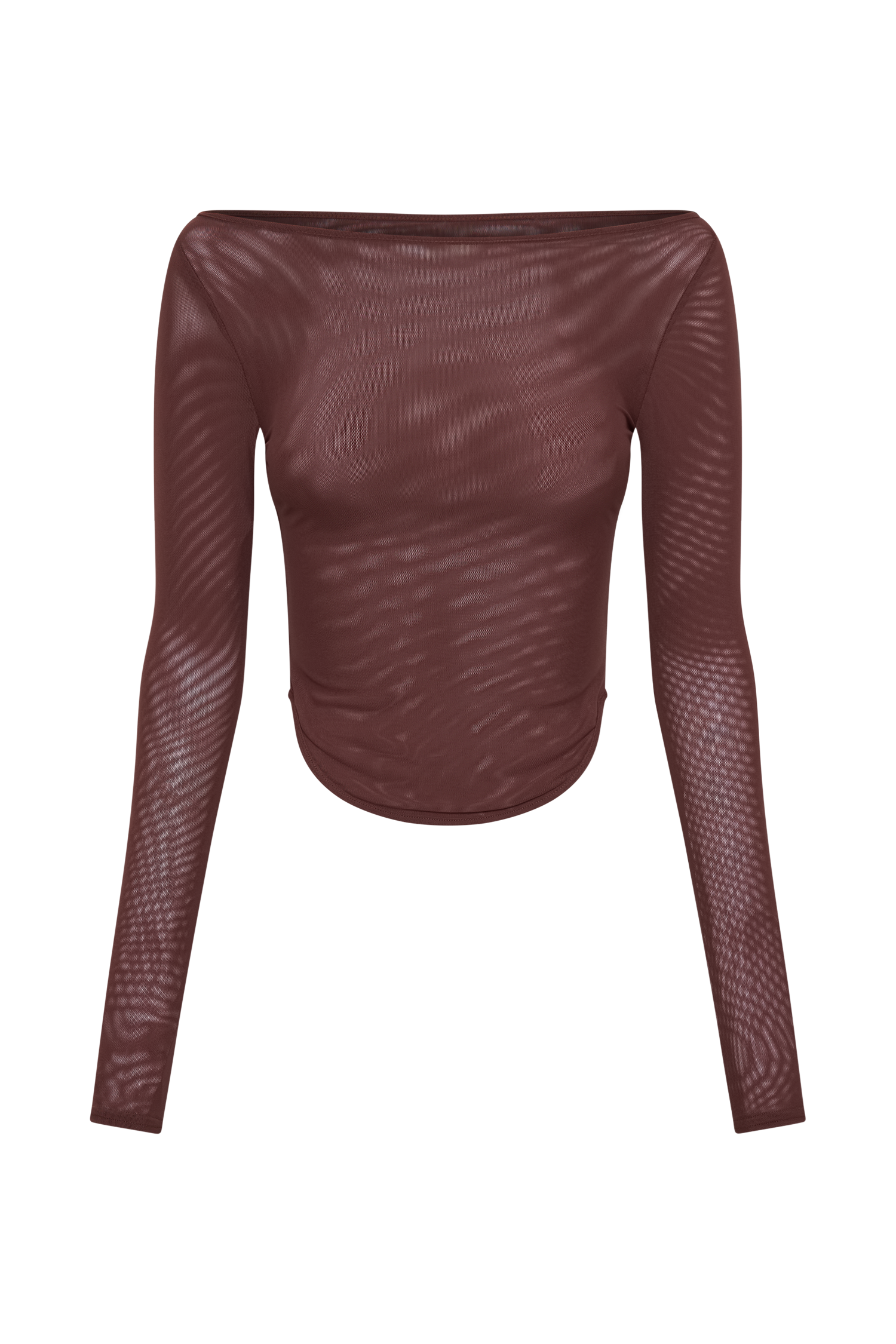 Levaru Colette Μπλούζα Με Ντεκολτέ Και Λαιμόκοψη Από Ματ Ύφασμα - Μαόνι