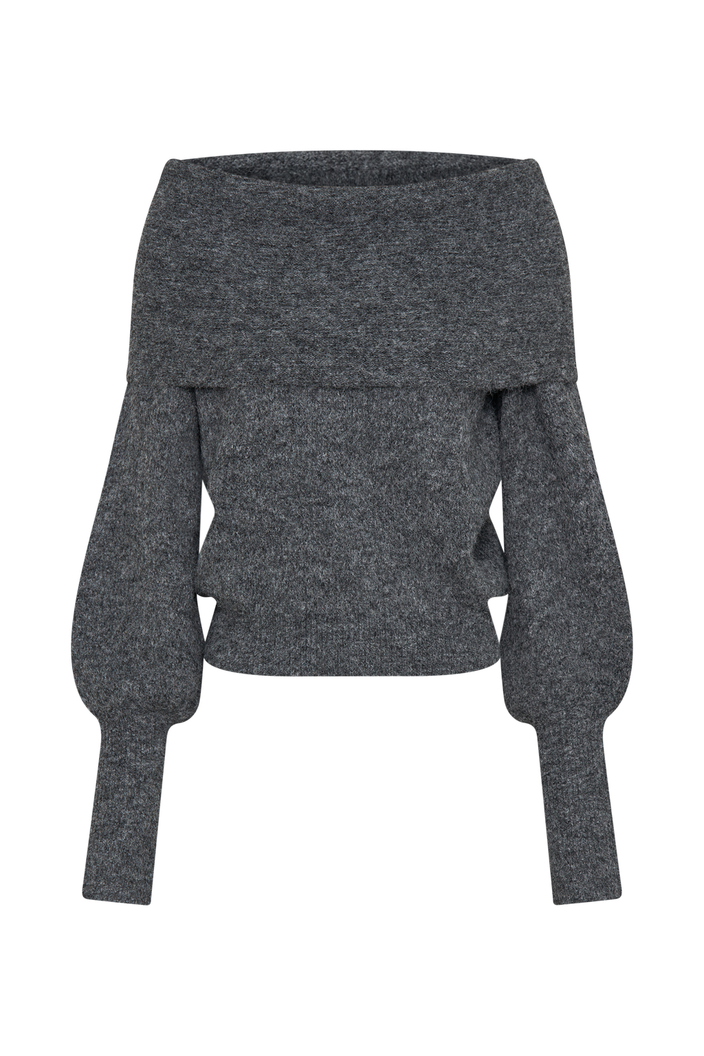 Levaru Charlotte Μπλούζα Με Μακριά Μανίκια Και Έξω Ώμους - Charcoal Marle