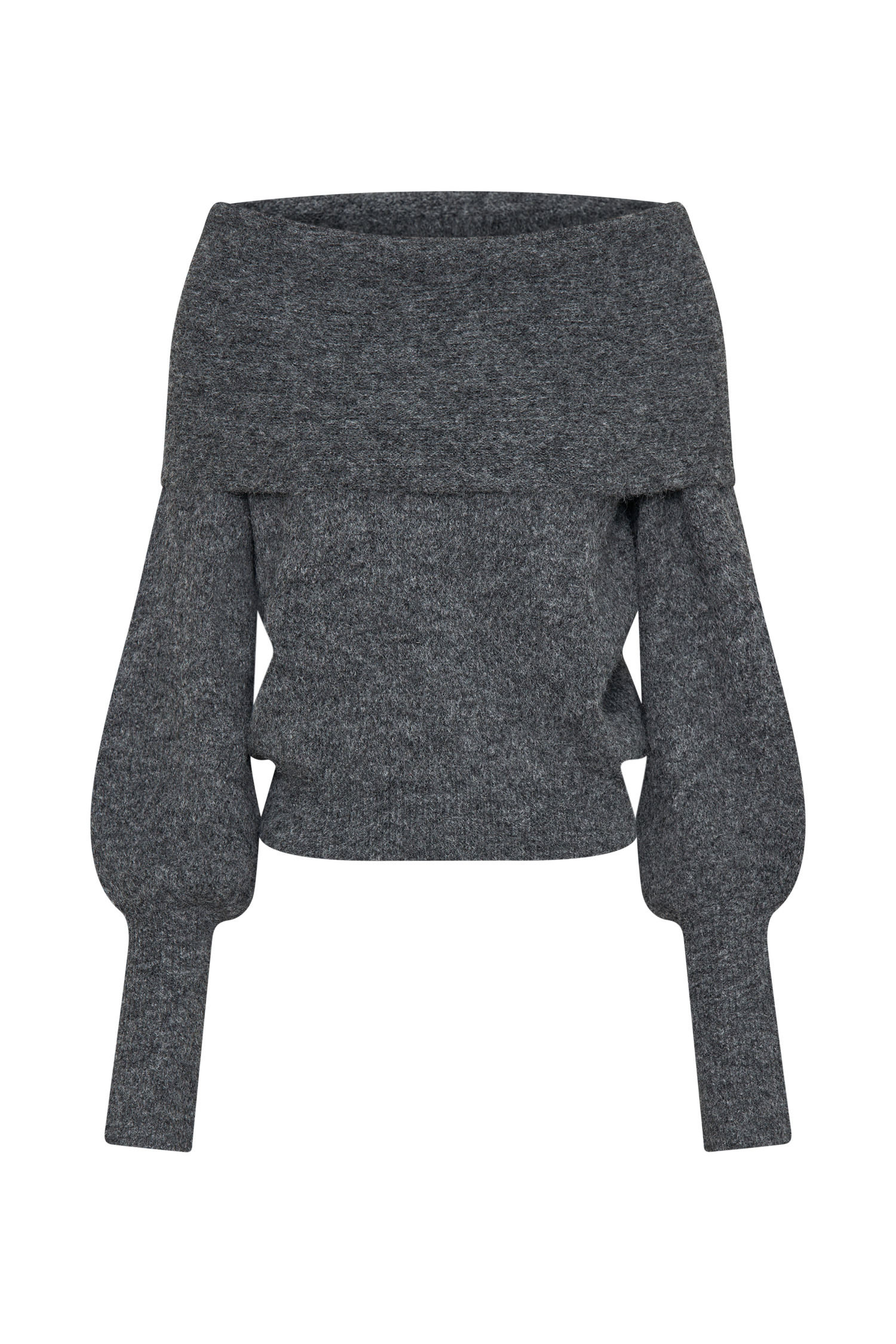 Levaru Charlotte Μπλούζα Με Μακριά Μανίκια Και Έξω Ώμους - Charcoal Marle