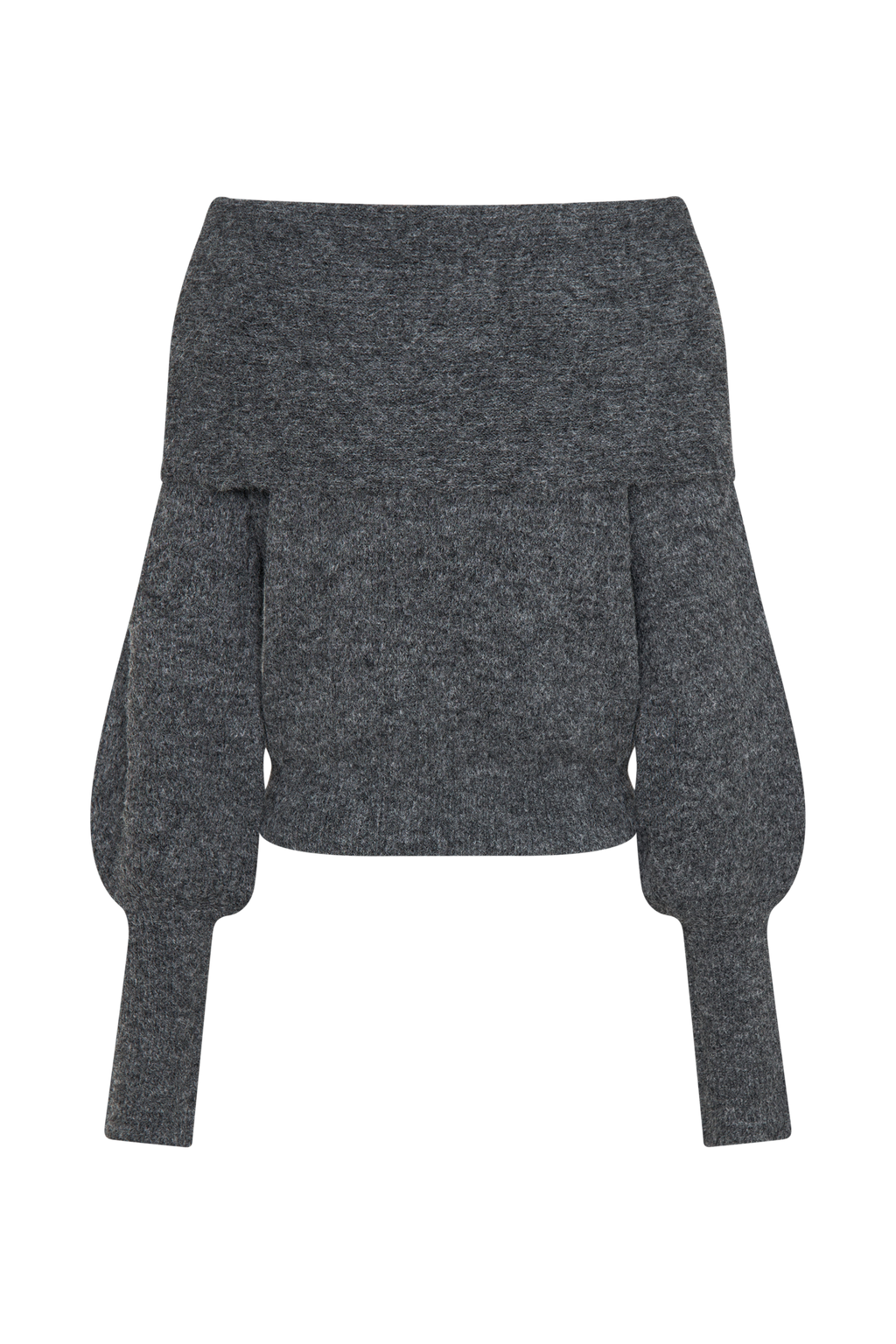 Levaru Charlotte Μπλούζα Με Μακριά Μανίκια Και Έξω Ώμους - Charcoal Marle