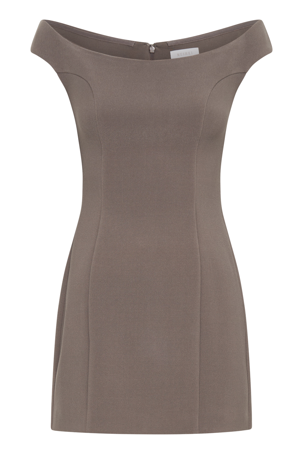 Μίνι Φόρεμα Levaru Cassidy Κρεπ Με Έξωτους Ώμους - Καφέ