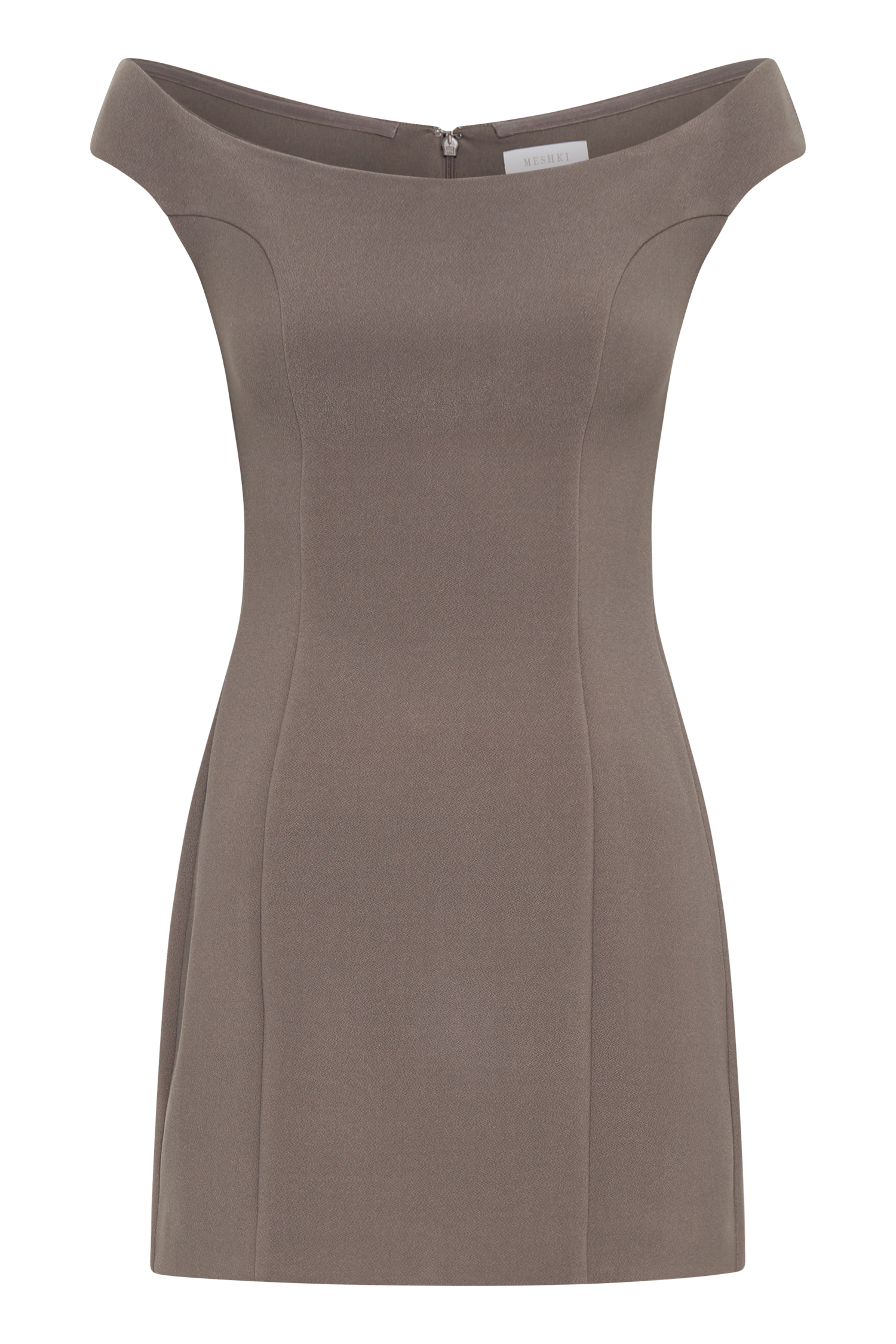 Μίνι Φόρεμα Levaru Cassidy Κρεπ Με Έξωτους Ώμους - Καφέ