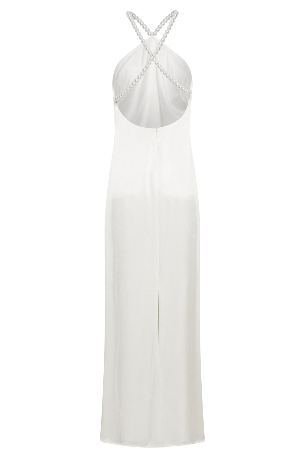 Φόρεμα Μακρύ Με Σατέν Και Ντεκολτέ Blanche - Λευκό