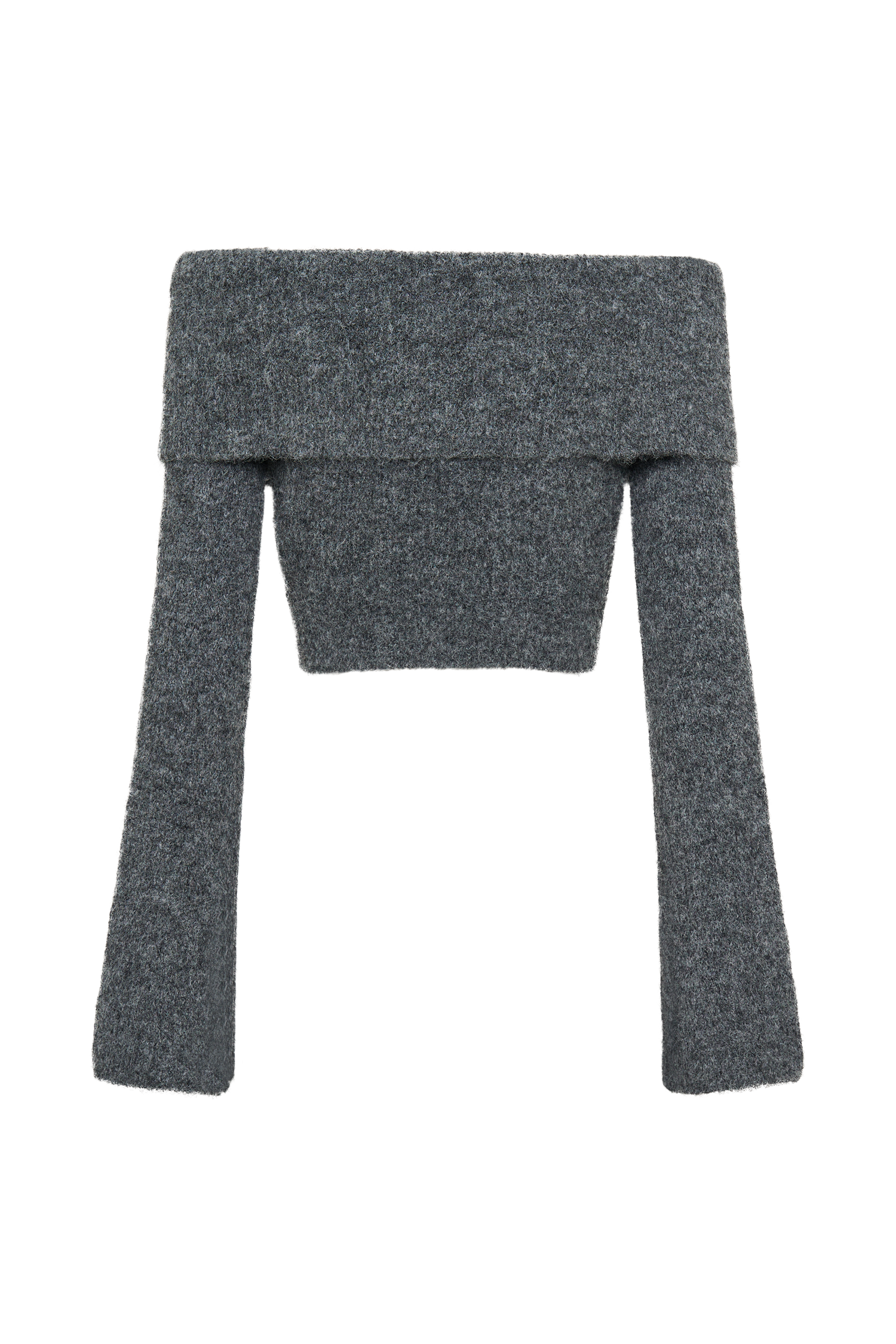 Baxter Μπλούζα Με Φουσκωτό Πλεκτό Μπλούζα Και Έξω Ώμους - Ανθρακί