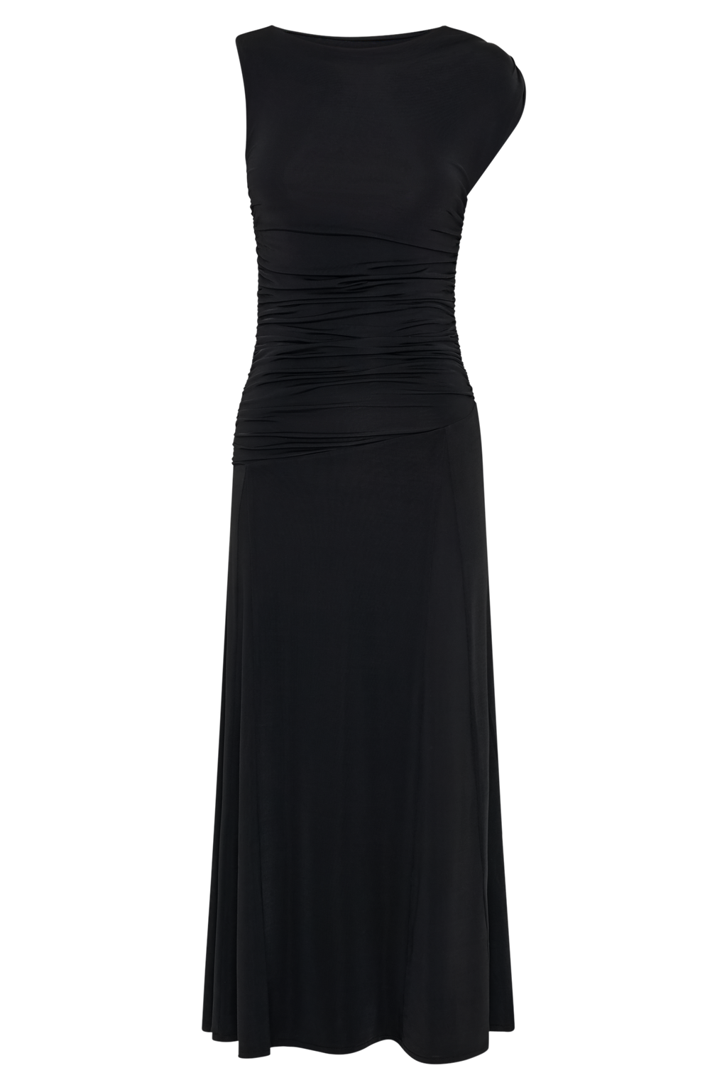 Navanna Ασύμμετρο Στενό Μίντι Φόρεμα - Μαύρο