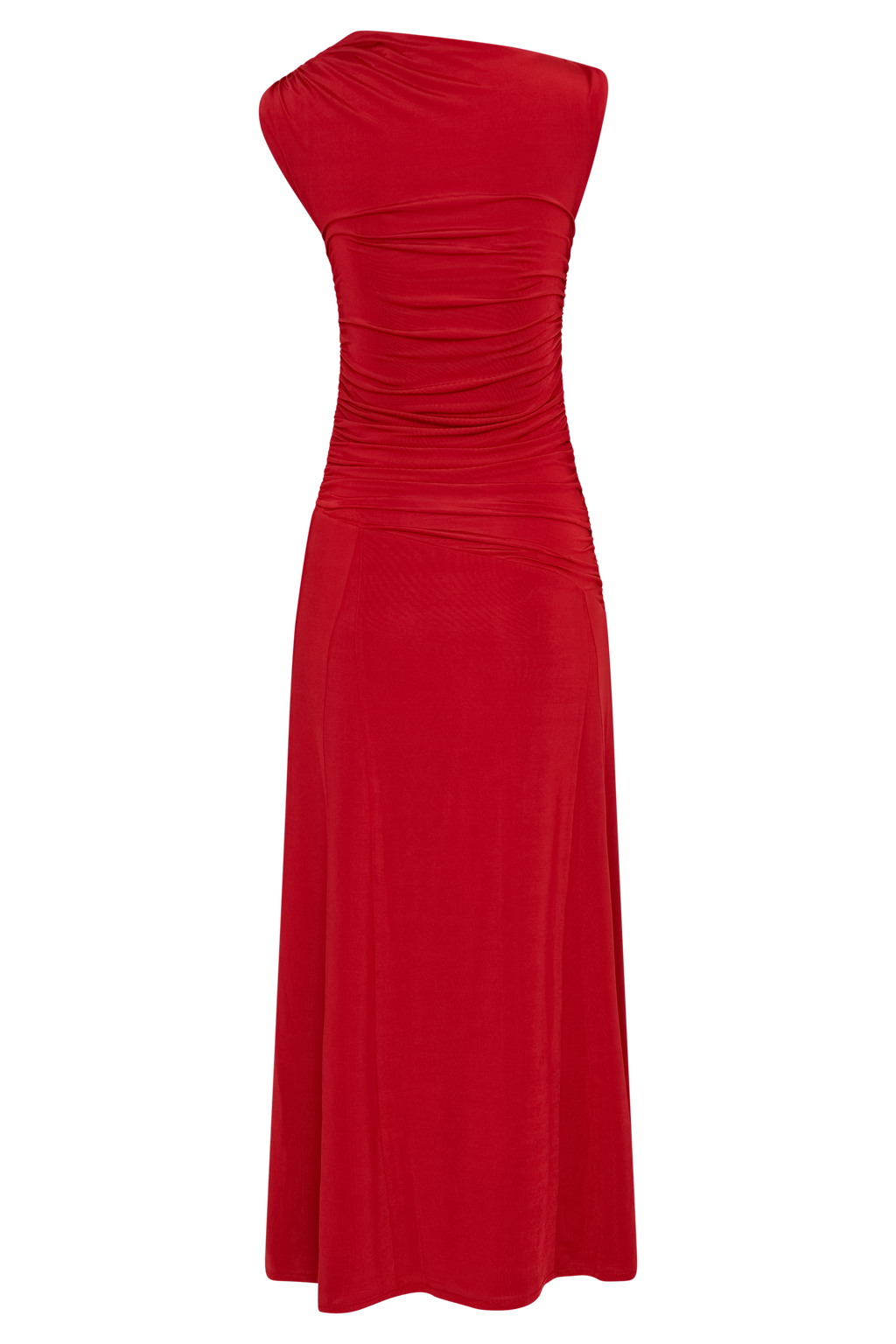 Navanna Ασύμμετρο Στενό Μίντι Φόρεμα - Κόκκινο